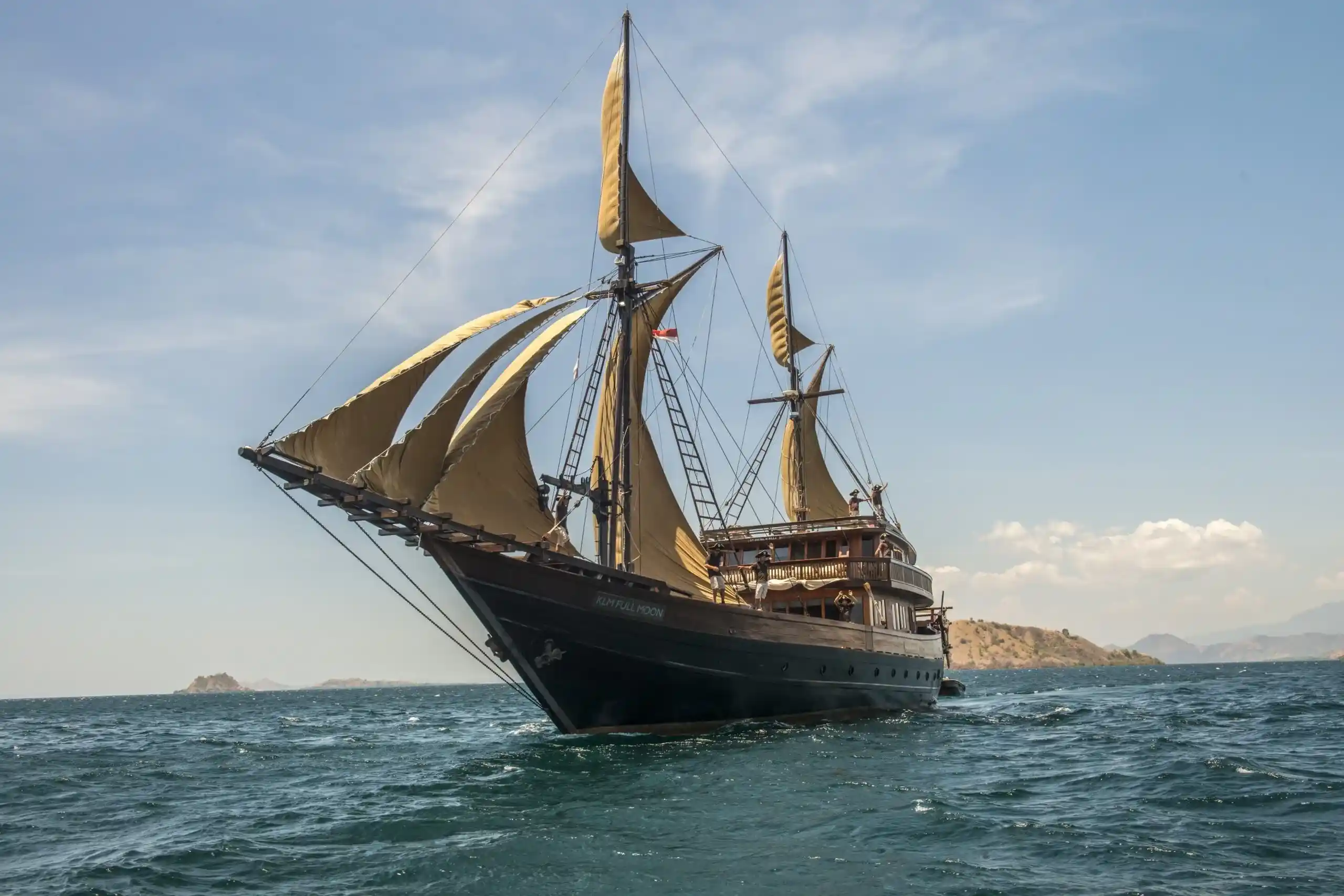 A luxury phinisi at anchor