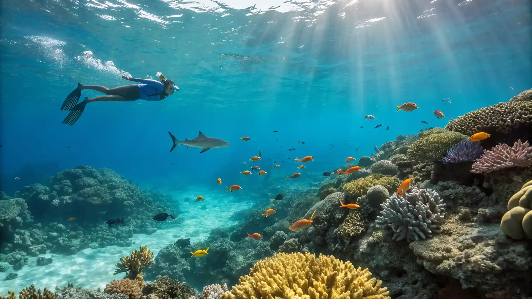 Reef fish over hard coral