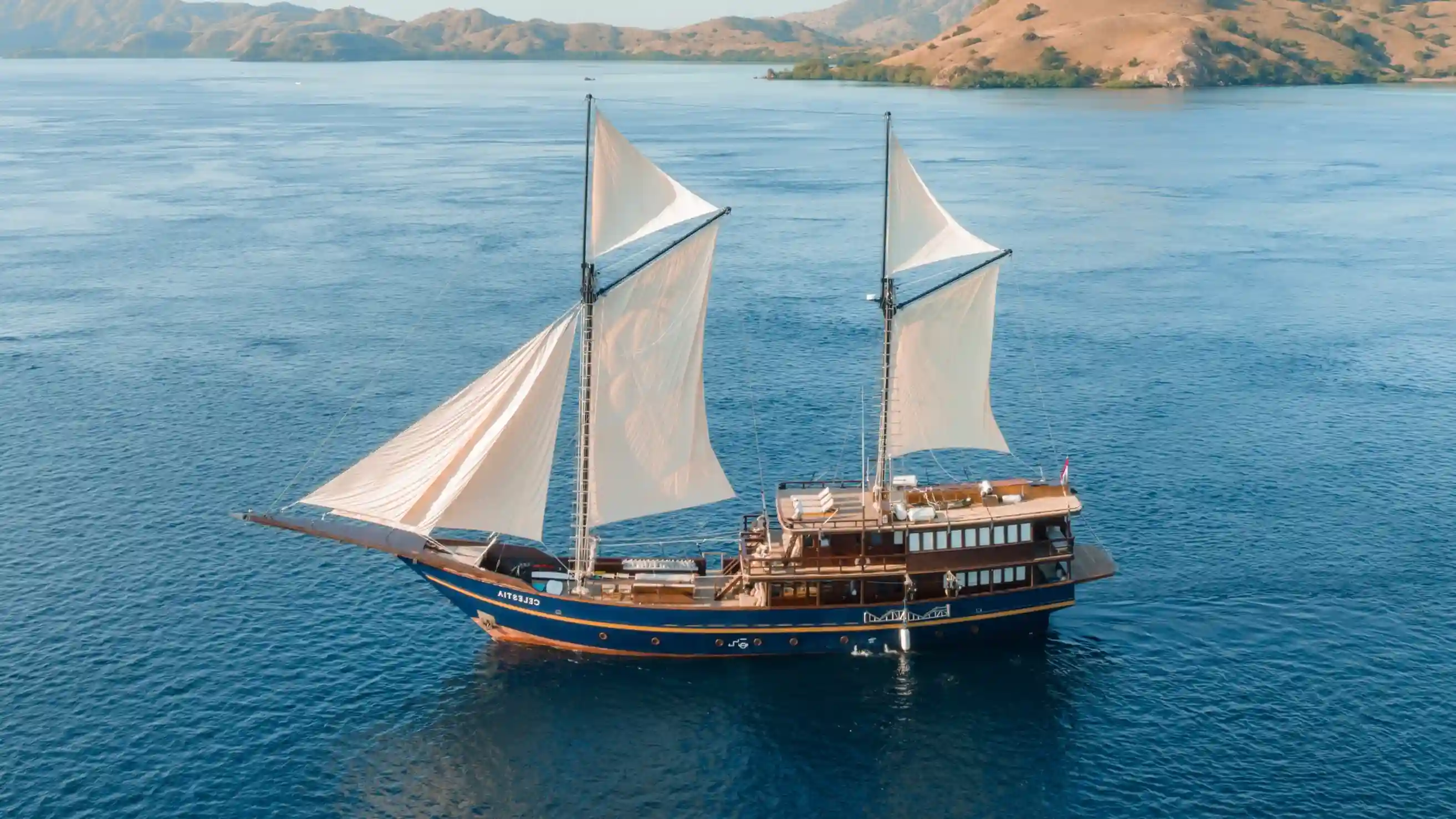 A luxury charter yacht under way