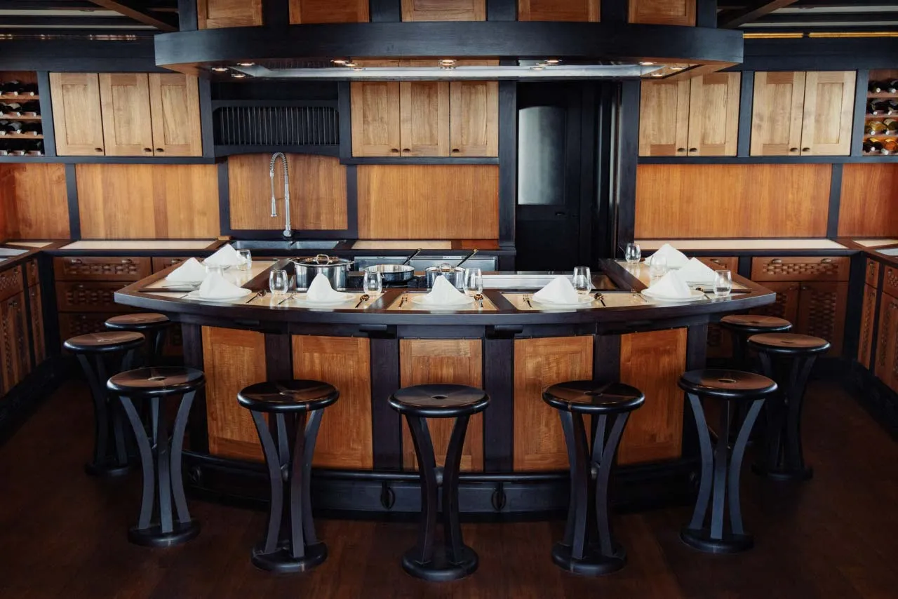 The galley of a luxury sailing yacht