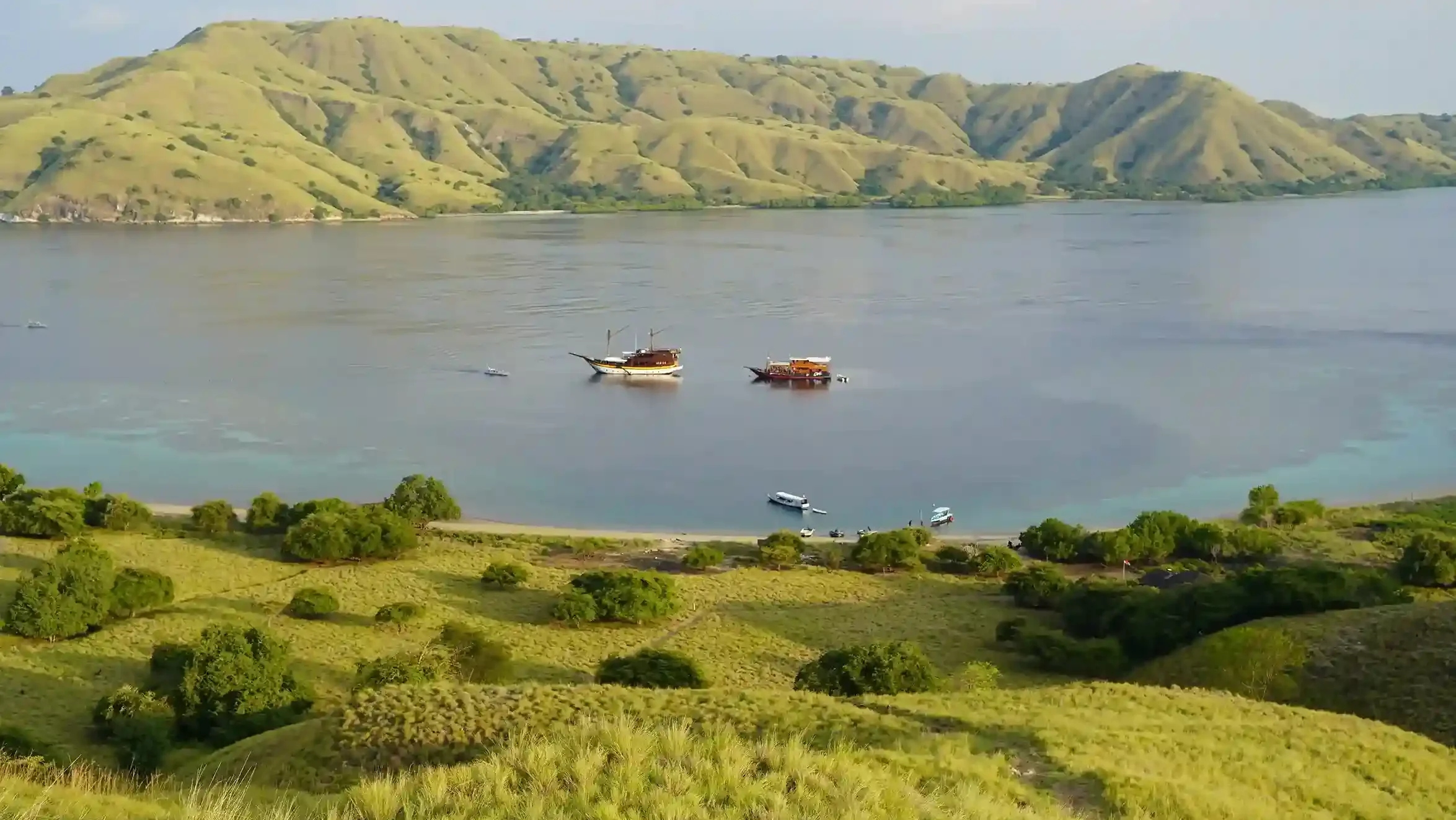 A sheltered anchorage between islands