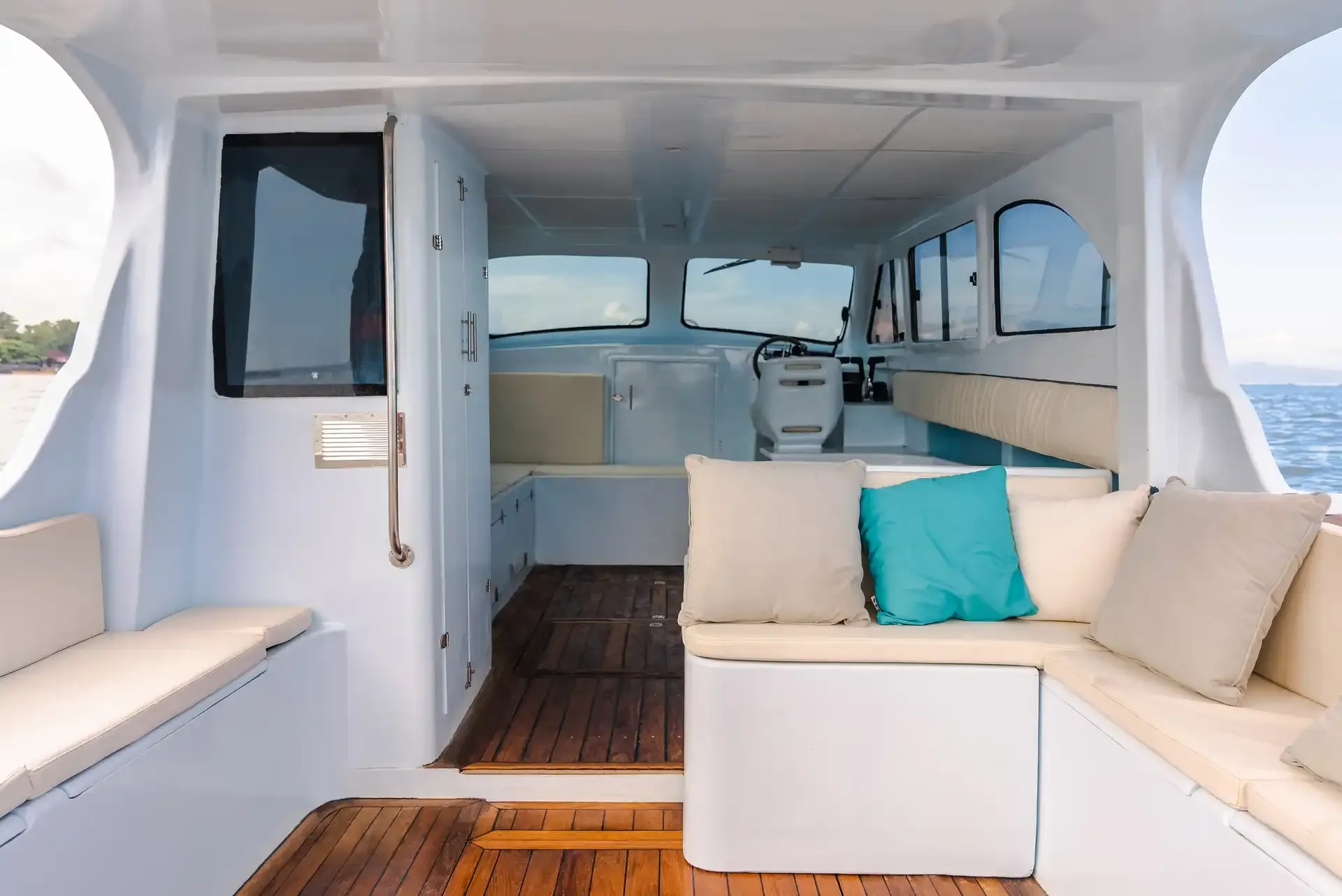 A private motor yacht under way