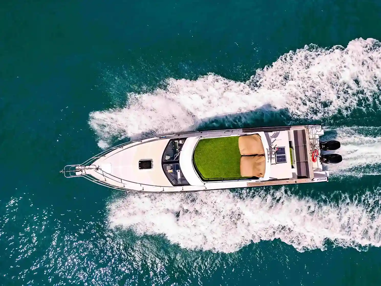 A private charter motor yacht at anchor