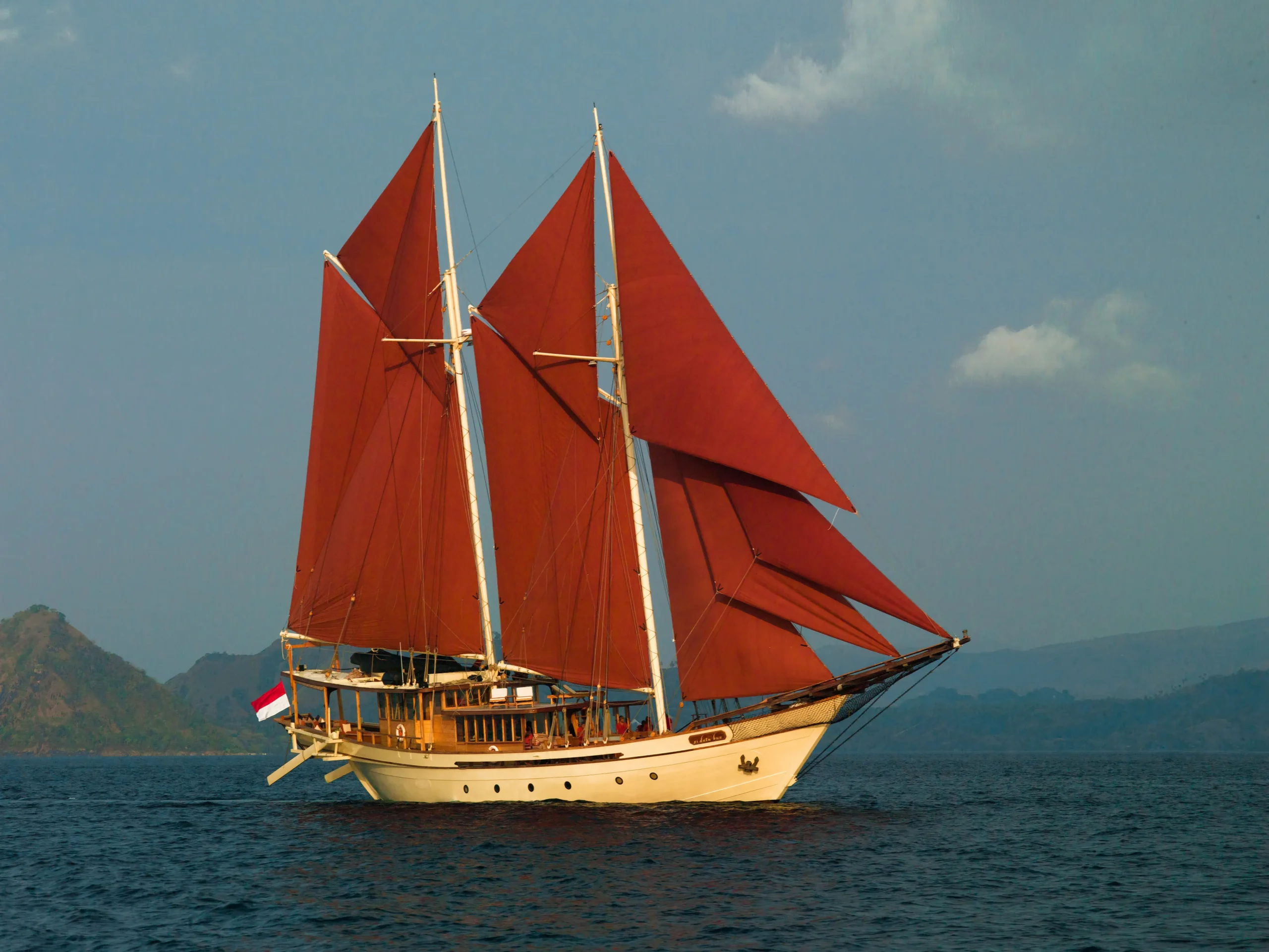 A sailing yacht under way in open water