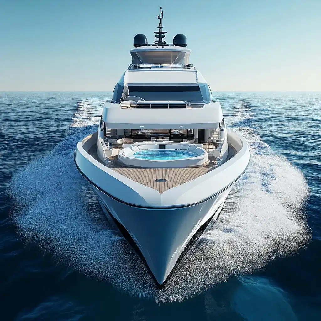 A luxury yacht in clear open water