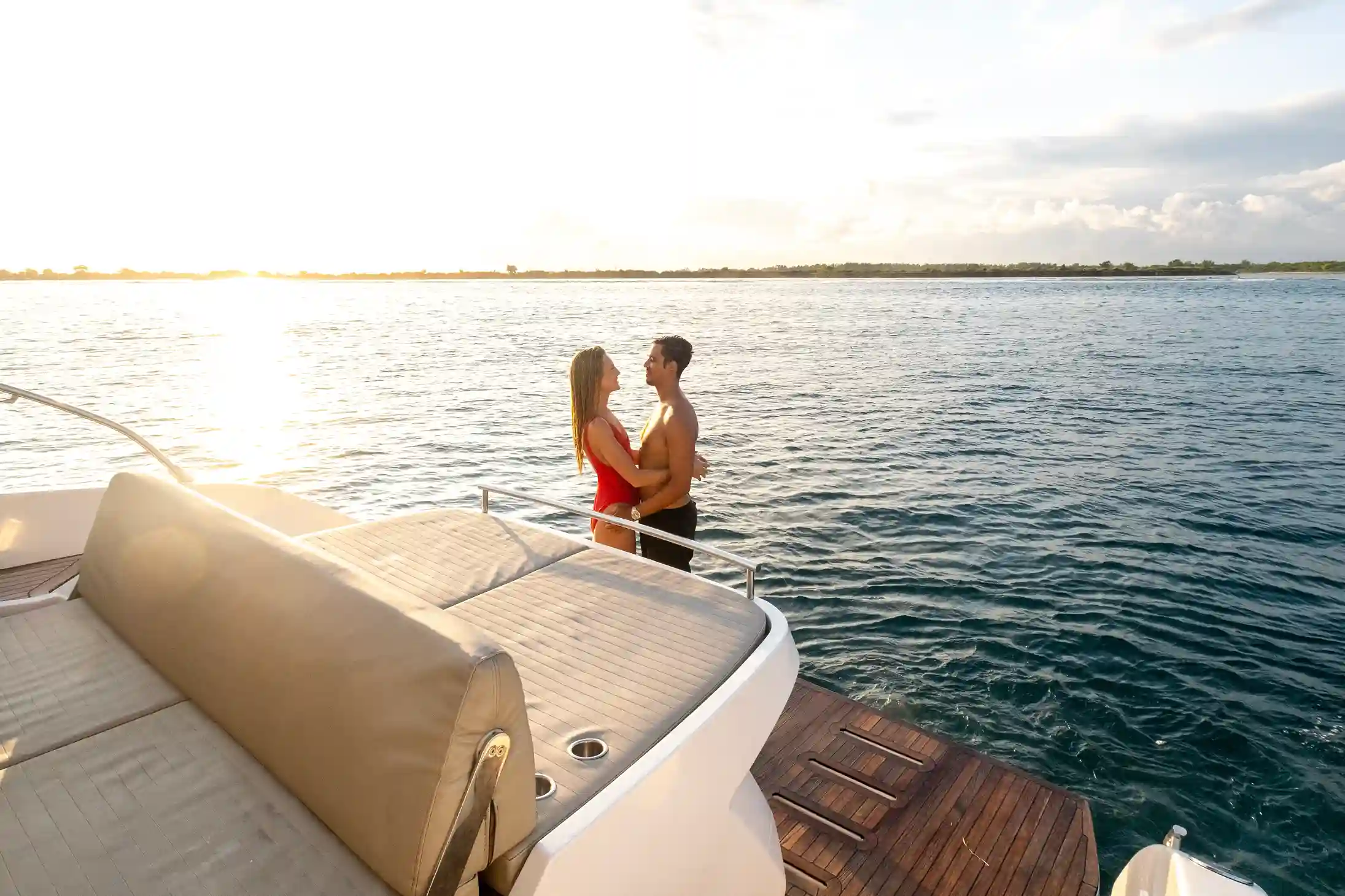 The sun deck of a charter yacht